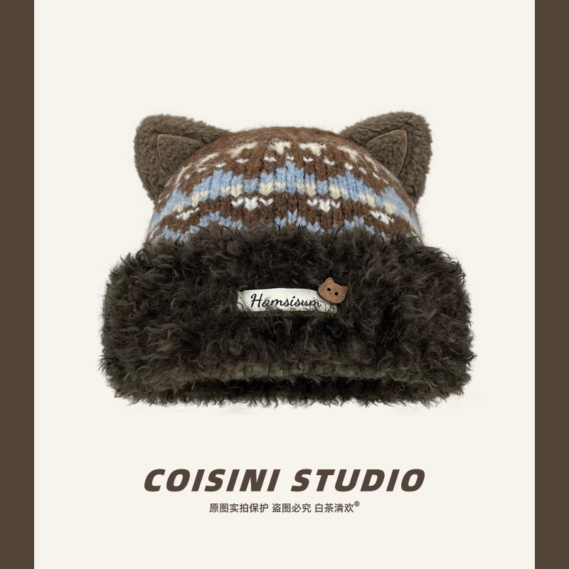 Damesmuts met schattige katten - Beanie Cuffed Knit recensie en prijs